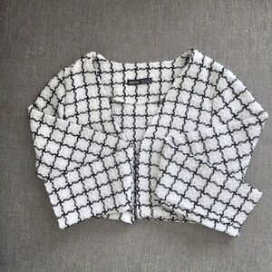 SHEIN Monochrome Grid Pattern Cardigan